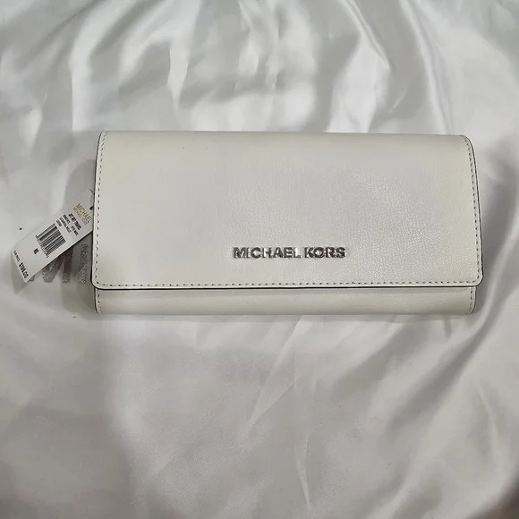 🤍NEW Bundle Michael Kors Eden MD Bucket Bag & Jet Set Travel Wallet Optic White - Picture 10 of 13